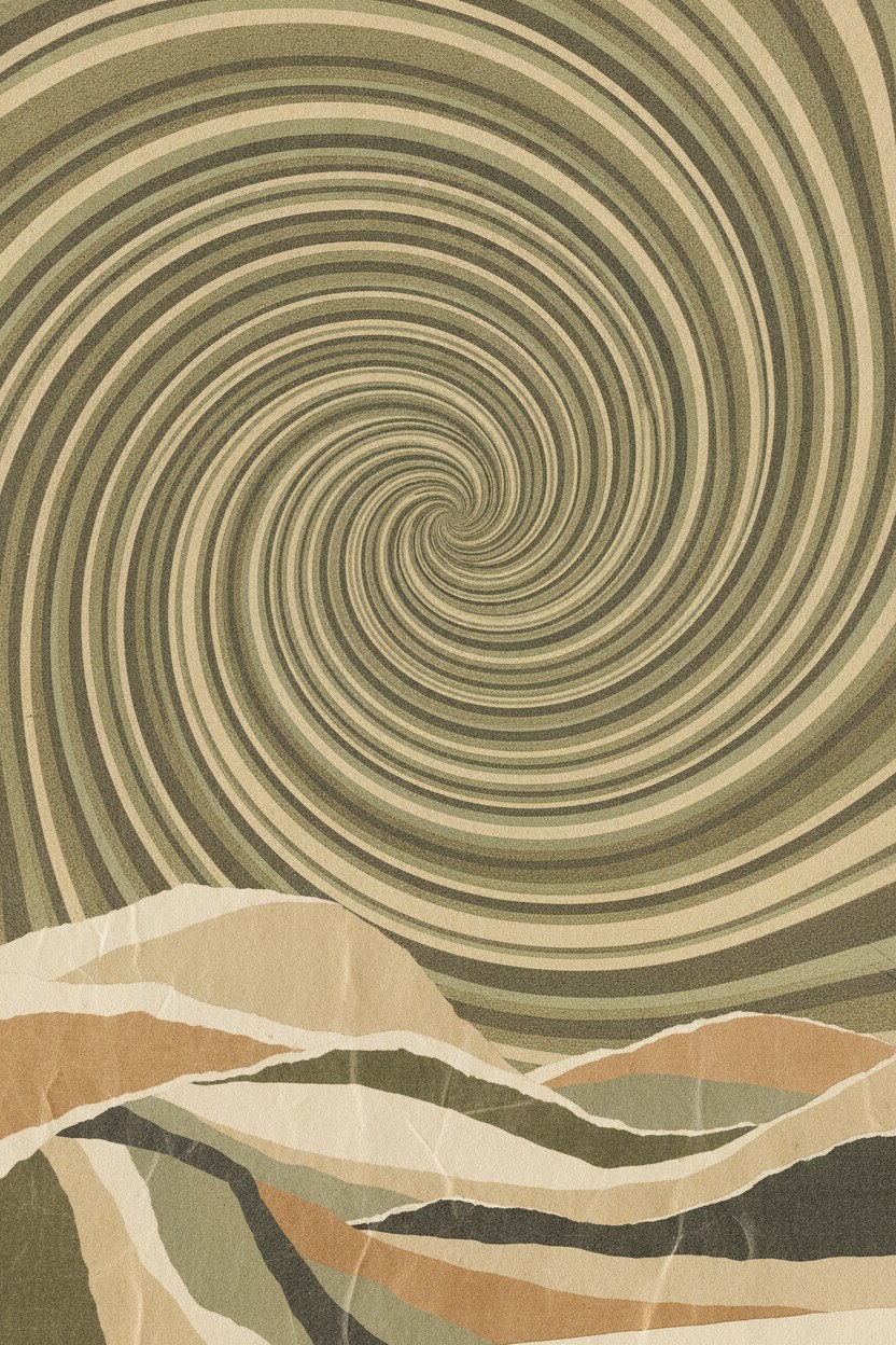 Vertigo temalı sarmal grafik kolaj